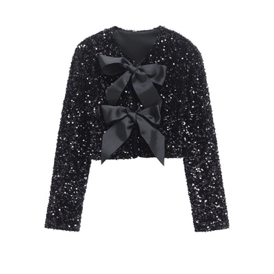 Carlota | Top con lazo brillante y reluciente