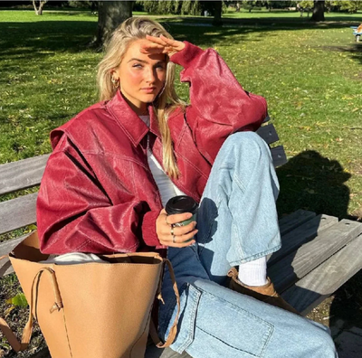 Leire | Leren Jas de gran tamaño