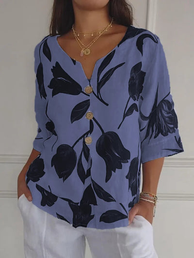 Camila | Camisa estampada con cuello en V
