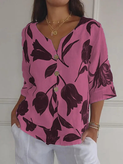 Camila | Camisa estampada con cuello en V