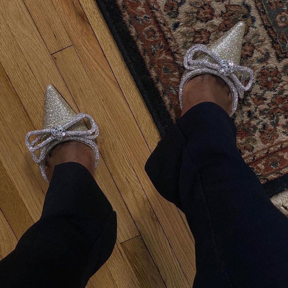 Noelia | Tacones de cristal con lazo envolvente